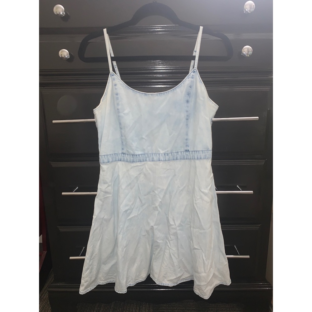 Super cute skater dress with a faded denim look